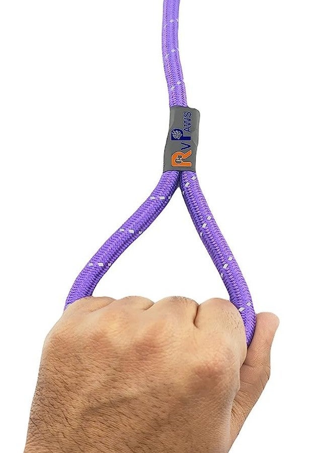 Pups&Pets حبل مقود متين من Pups&Pets، مصنوع من النايلون العاكس بقطر 12 مم، مزود بخطاف قوي، مثالي للمشي في الهواء الطلق للكلاب الصغيرة والمتوسطة الحجم والجراء (بنفسجي). - Image 4